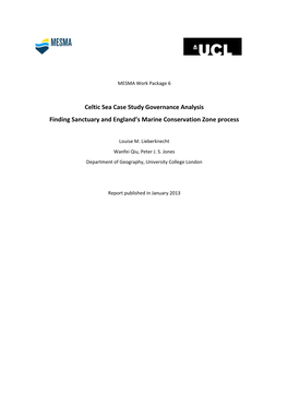 Celtic Sea Case Study Governance Analysis Finding Sanctuary and England’S Marine Conservation Zone Process