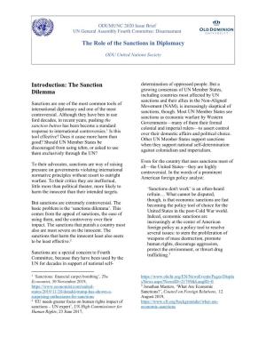 The Role of the Sanctions in Diplomacy Introduction
