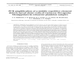 PCR Amplification of a Middle Repetitive Element Detects Larval Stone Crabs (Crustacea: Decapoda: Menippidae) in Estuarine Plankton Samples