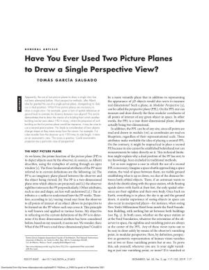 Have You Ever Used Two Picture Planes to Draw a Single Perspective View?