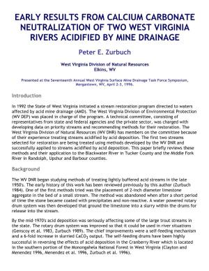 Early Results from Calcium Carbonate Neutralization of Two West Virginia Rivers Acidified by Mine Drainage