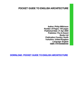 PDF Download Pocket Guide to English Architecture