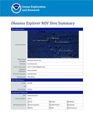 Okeanos Explorer ROV Dive Summary