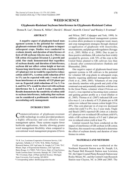 Glyphosate-Resistant Soybean Interference in Glyphosate-Resistant Cotton Donna R