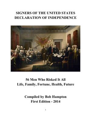 Signers of the United States Declaration of Independence Table of Contents