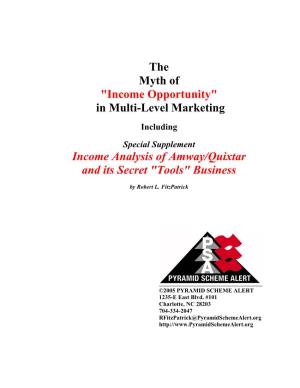 Myth of Income Opportunity in Multi-Level Marketing