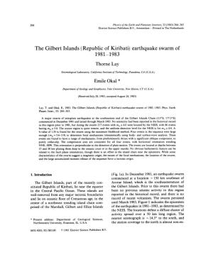 The Gilbert Islands (Republic of Kiribati) Earthquake Swarm of 1981—1983