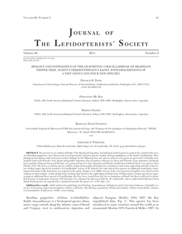 Journal of the Lepidopterists' Society