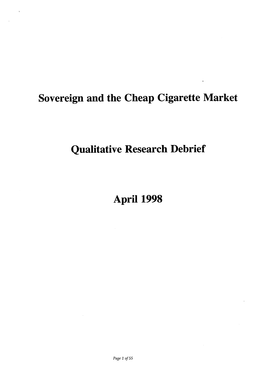 Sovereign and the Cheap Cigarette Market Qualitative Research