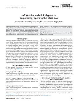 Informatics and Clinical Genome Sequencing: Opening the Black Box