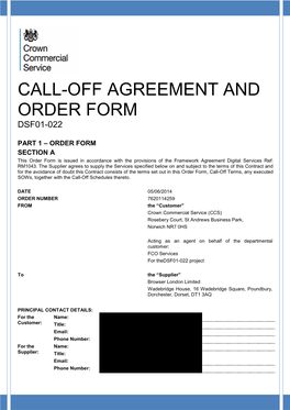 CALL-OFF AGREEMENT and ORDER FORM V3