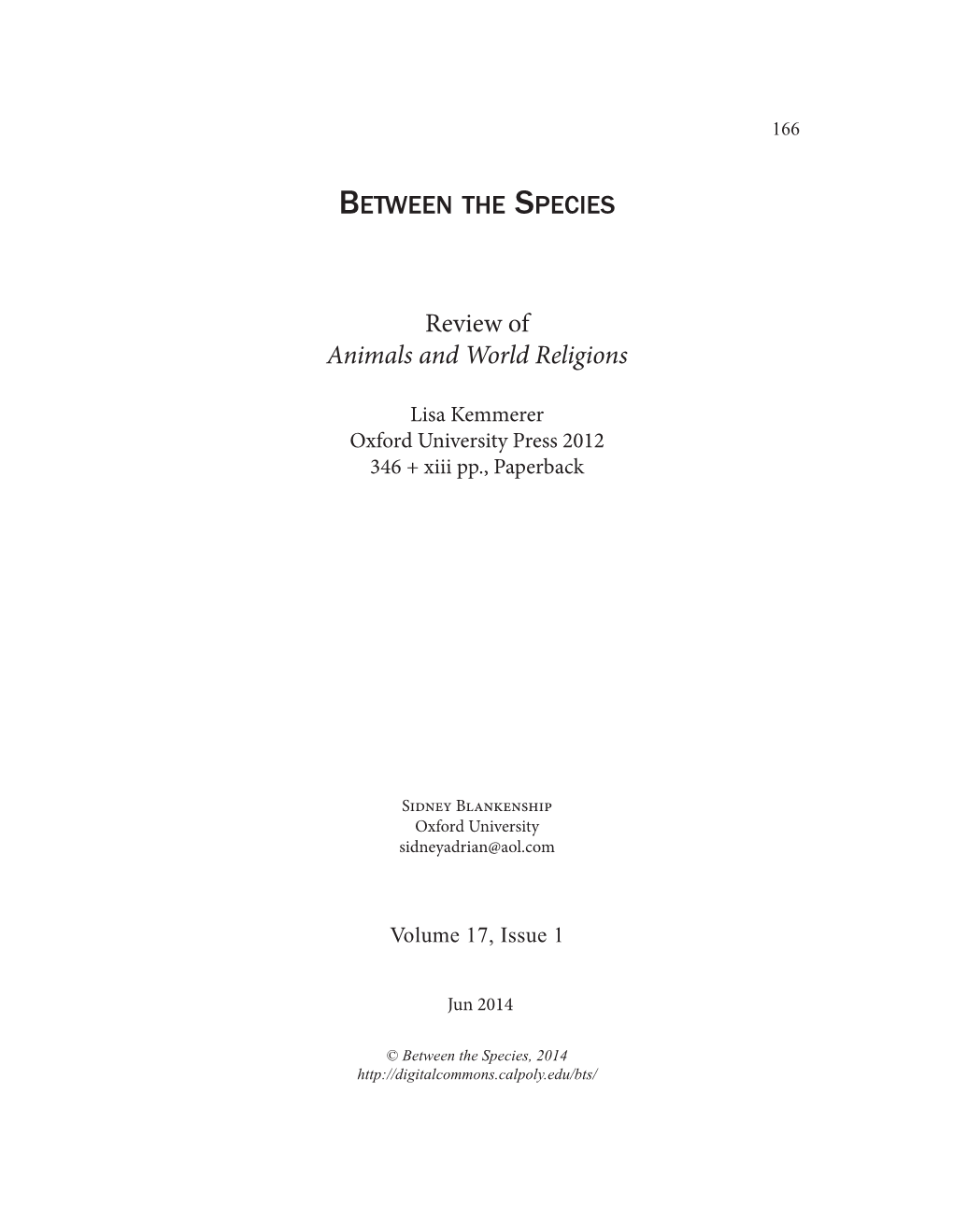 Review of Animals and World Religions