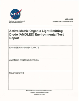 Active Matrix Organic Light Emitting Diode (AMOLED) Environmental Test Report