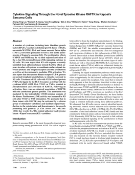 Cytokine Signaling Through the Novel Tyrosine Kinase RAFTK in Kaposi's