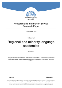 Regional and Minority Language Academies