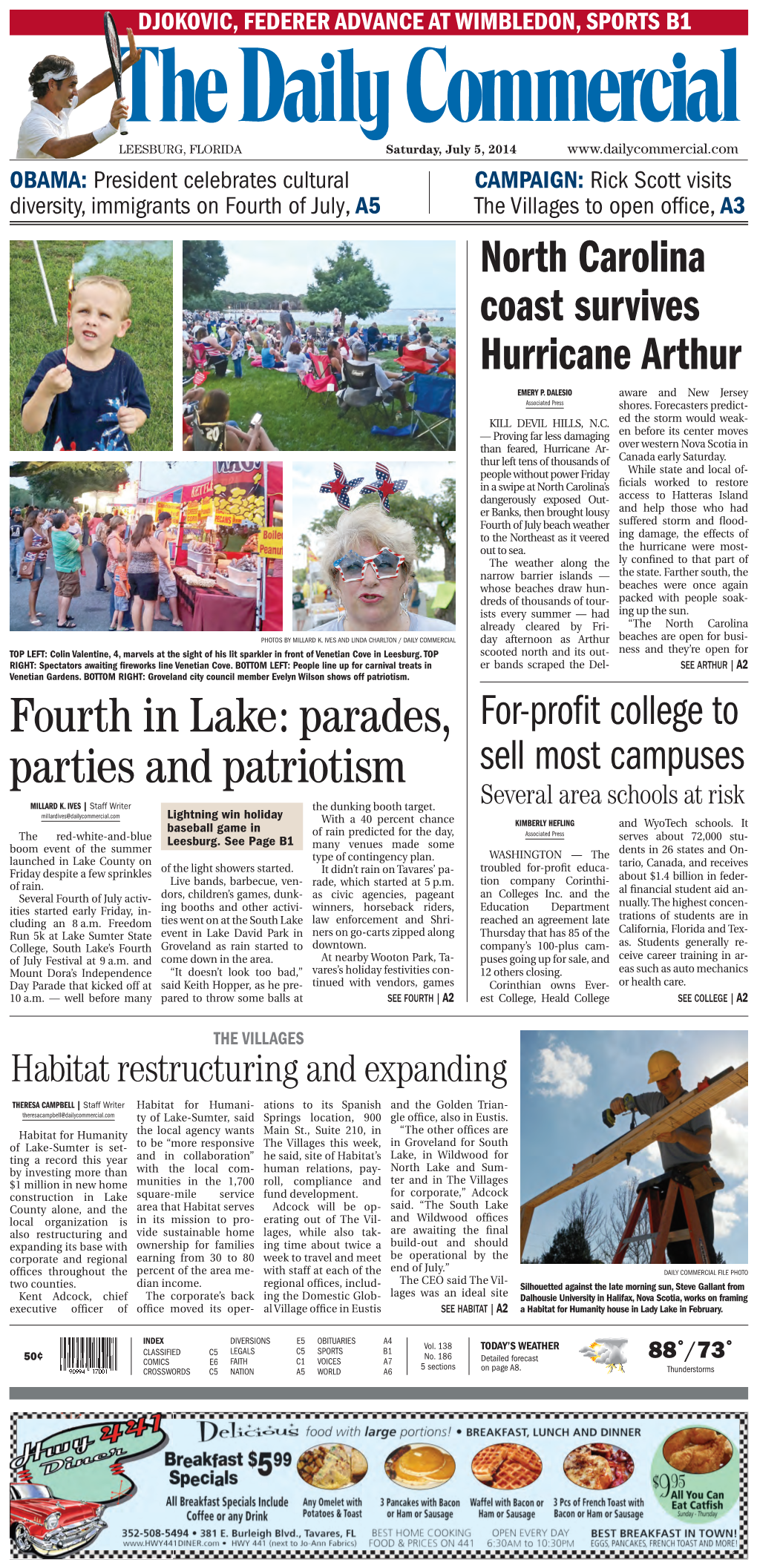 Fourth in Lake: Parades, For-Profit College to Parties and Patriotism Sell Most Campuses MILLARD K