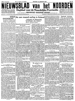 Nieuwsblad Van Het Noorden Van Vrijdag 12 Januari 1940 Eerste Blad
