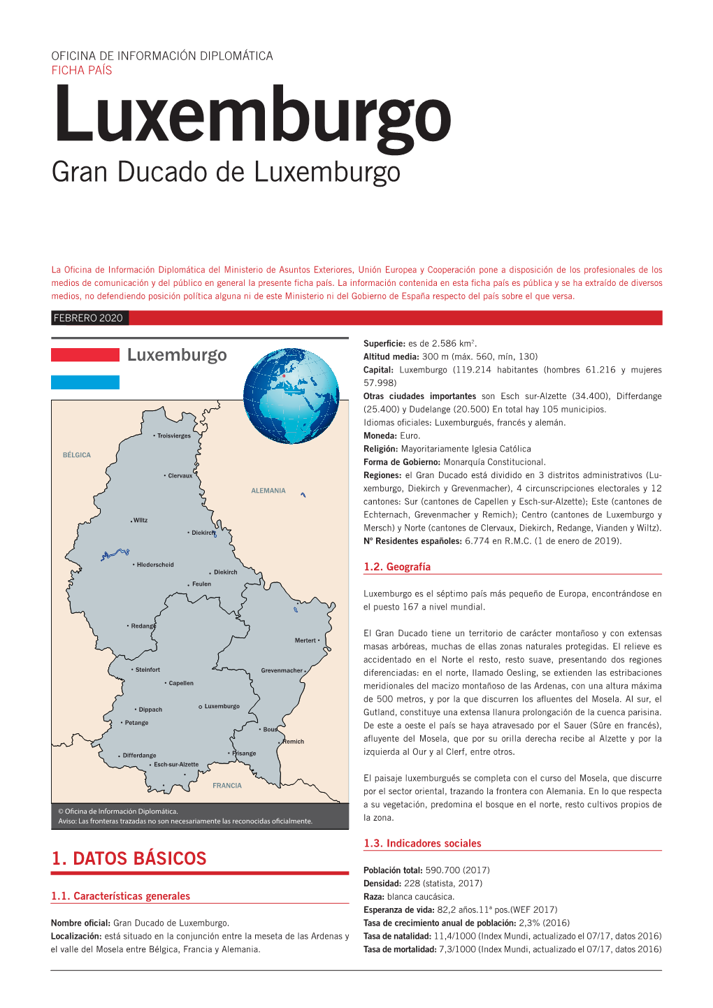 FICHA PAÍS Luxemburgo Gran Ducado De Luxemburgo