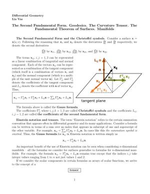 The Second Fundamental Form. Geodesics. the Curvature Tensor