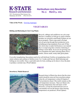 Horticulture 2015 Newsletter No
