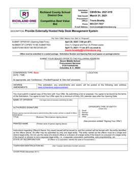 CBVB 2021-019 Externally Hosted Help Desk Management