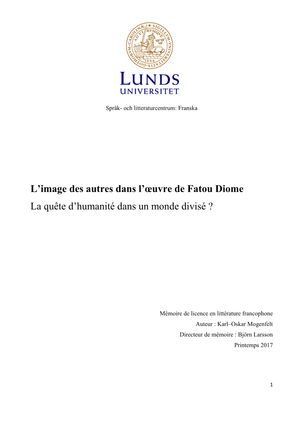 L'image Des Autres Dans L'œuvre De Fatou Diome La Quête D'humanité