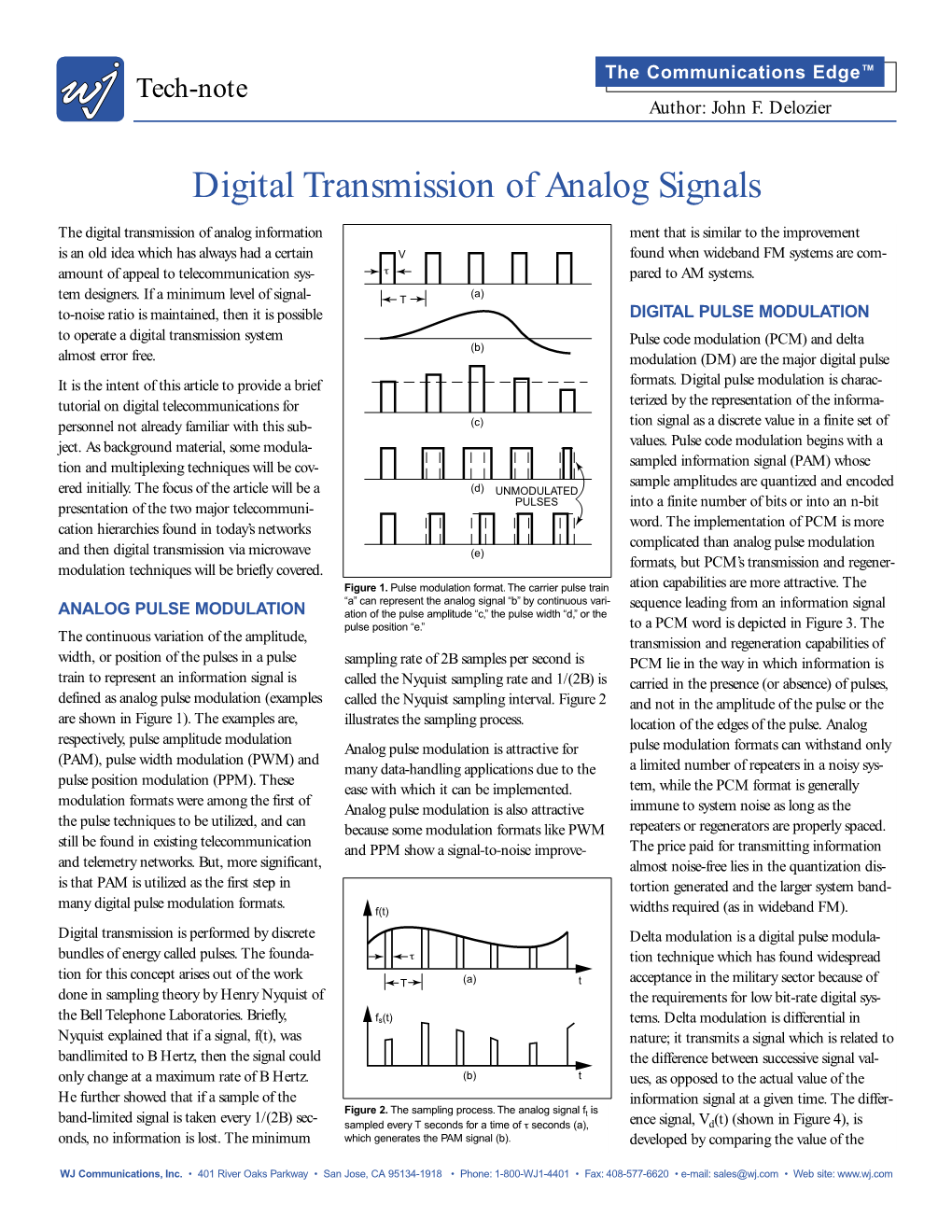 Digital Transmission of Analog Signals