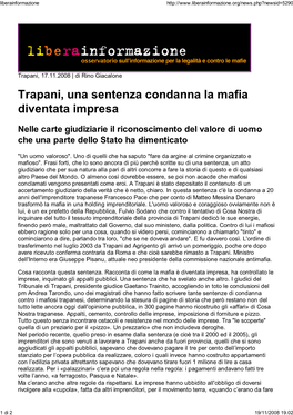 Trapani, Una Sentenza Condanna La Mafia Diventata Impresa