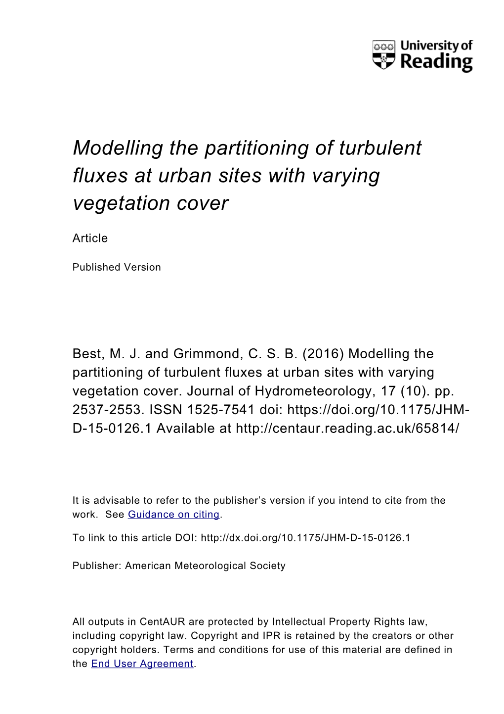 Modelling the Partitioning of Turbulent Fluxes at Urban Sites with Varying Vegetation Cover