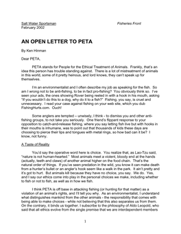 An Open Letter to Peta