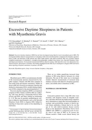 Excessive Daytime Sleepiness in Patients with Myasthenia Gravis