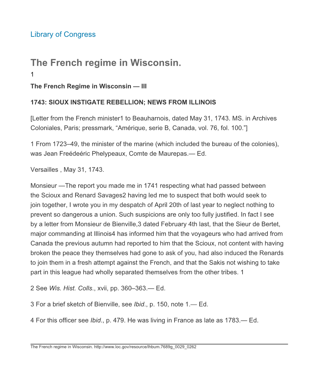 The French Regime in Wisconsin. 1 the French Regime in Wisconsin — III