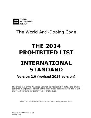 The 2014 Prohibited List International Standard