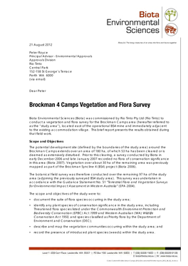 Brockman 4 Camps Vegetation and Flora Survey