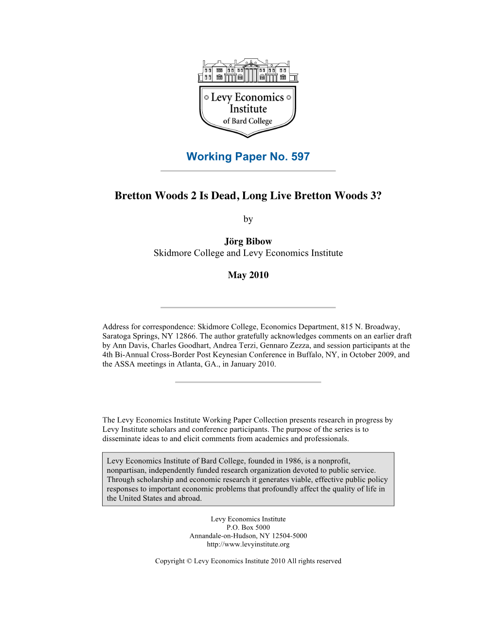 Working Paper No. 597