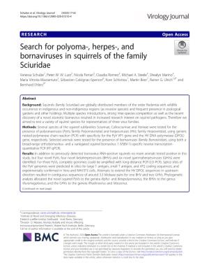 Search for Polyoma-, Herpes-, and Bornaviruses in Squirrels of the Family Sciuridae Vanessa Schulze1, Peter W
