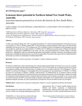 Leucaena Shows Potential in Northern Inland New South Wales, Australia Leucaena Muestra Potencial En El Norte Del Interior De New South Wales, Australia