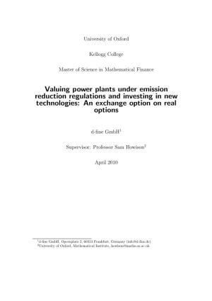 Valuing Power Plants Under Emission Reduction Regulations and Investing in New Technologies: an Exchange Option on Real Options