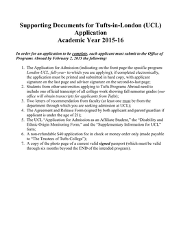 Application Packet for Tufts in Chile