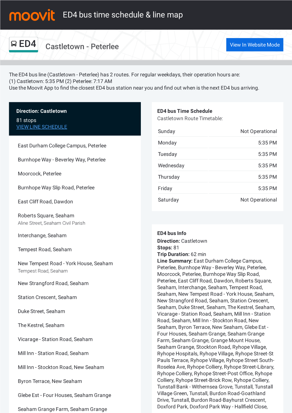 ED4 Bus Time Schedule & Line Route