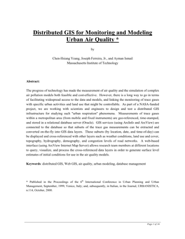 A Distributed GIS for Monitoring and Modeling Urban Metabolism