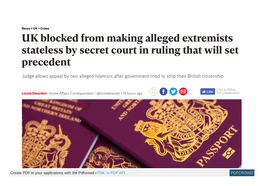 UK Blocked from Making Alleged Extremists Stateless by Secret Court in Ruling That Will Set Precedent