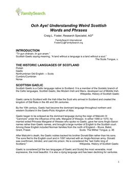 Och Aye! Understanding Weird Scottish Words and Phrases Craig L