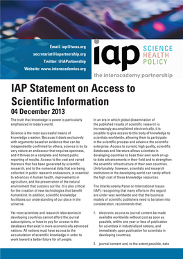 IAP Statement on Access to Scientific Information