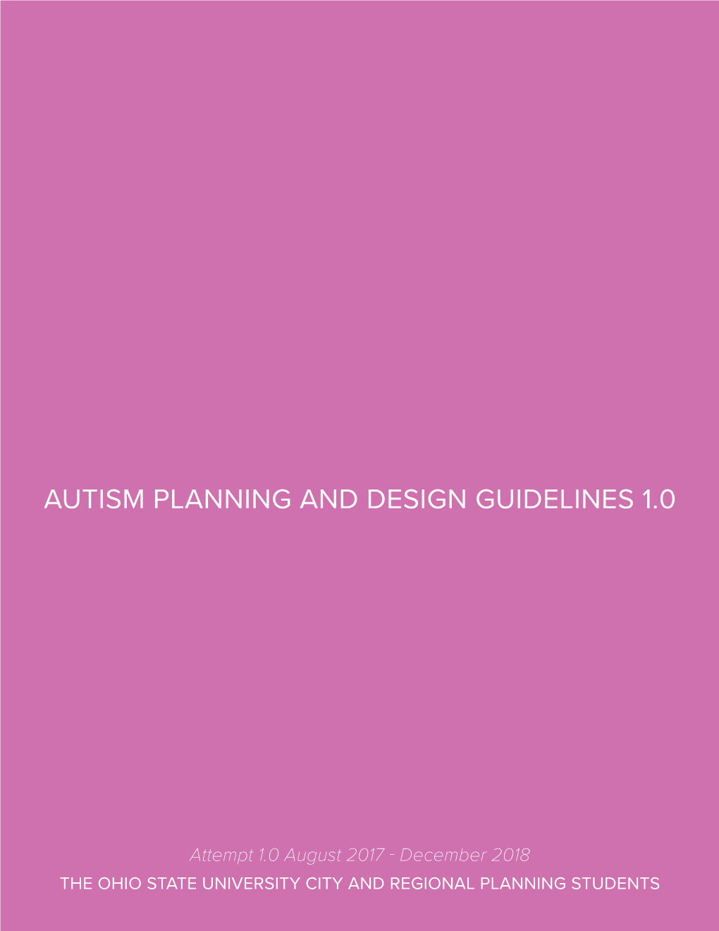 Autism Planning and Design Guidelines 1.0