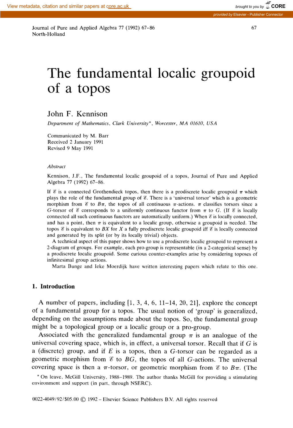 The Fundamental Localic Groupoid of a Topos