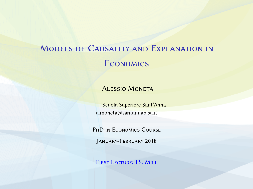 Models of Causality and Explanation in Economics