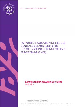 Rapport D'évaluation De L'école Centrale De Lyon (Ecl)