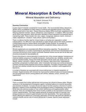 Mineral Absorption & Deficiency