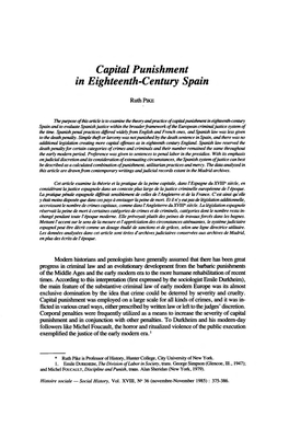 Capital Punishment in Eighteenth-Century Spain